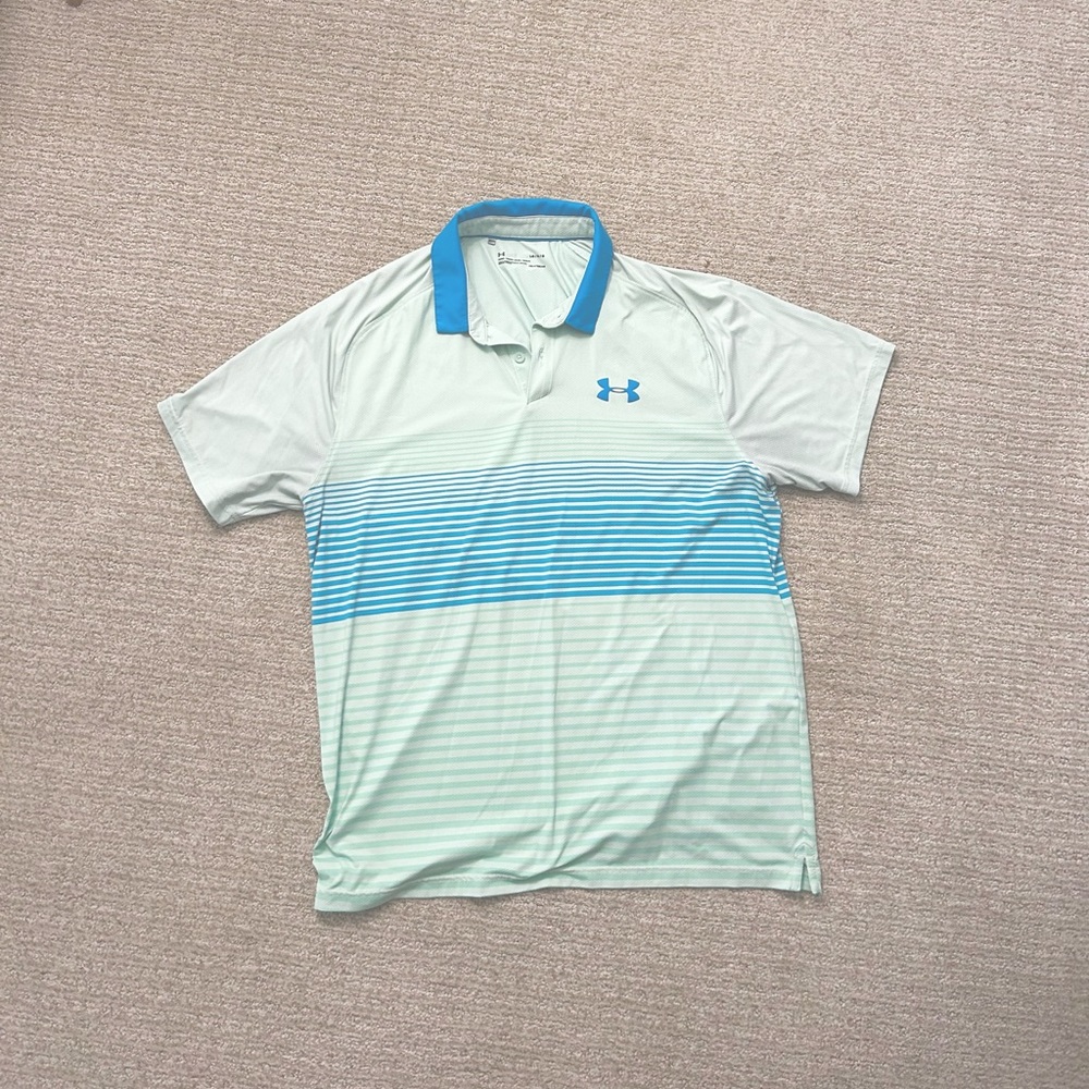 Under Armor Retro Polo - Mint & Blue/Large